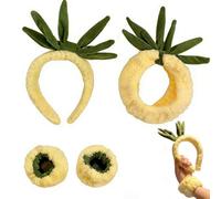 Pineapple Headband 4-Pack, Face Washing Headbands for Women Skincare Makeup, Soft Stretchable Elastic Hair Band Head Wrap for Bathing, Spa, Yellow and Green