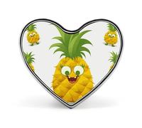 Pineapple Heart Shape Lapel Pin Personalized Pinback Button Badges Retro Punk Button Pin Kawaii Heart Badges for Men Women Clothes Bags Hats & Gift