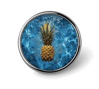 Pineapple in The Pool Badge Holder Personalized Metal Button Pin Fashion Round Badge with Pattern Pin DIY Button Badges Exquisite Brooch Crafts Gift Clothes Decorative Pins