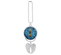 Pineapple in The Pool Car Hanging Pendant, Zinc Alloy Rearview Mirror Charms - Relieve Visual Fatigue, Vintage Keychain Pendant, Lucky Car Interior Hanging Decoration, Silver-Style