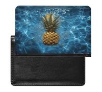 Pineapple in The Pool Passport Holder Vaccine Card Holder Waterproof Passport Wallet Travel Document Organizer for Airport Essentials