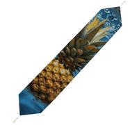 Pineapple in The Pool Table Runner for Dining Table, Short Plush Runners Washable & Durable Tablerunner Modern Home Decor for Wedding, Kitchen, Holiday 229*33cm