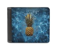 Pineapple in The Pool Wallet for Women Men Soft PU Leather Wallet Extra Capacity Bifold Wallets Slim Minimalist Front Pocket