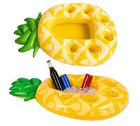 Pineapple Inflatable Drinks Holder, Inflatable Pineapple Design for Pool and Hot Tub Use, Yellow Inflatable Bar Pool Accessory with 6 Cup Holders and Snack Tray, For Outdoor Gatherings