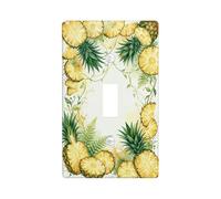 Pineapple Kitchen Single Light Switch Cover Plate, Tropical Nature Fern Leaf Summer Yellow Plastic Standard Size Switch Plate Decorative for Living Room Bedroom Home Office Decor (Single)