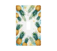 Pineapple Kitchen Single Light Switch Cover Plate, Tropical Nature-Inspired Palm Leaves Watercolor Splashes Summer Green Plastic Standard Size Wall Plates for Home Bedroom Bathroom Decor (Single)