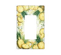 Pineapple Kitchen Single Rocker Light Switch Cover, Tropical Nature Fern Leaf Summer Yellow Plastic Standard Size Switch Plate Decorative for New Apartment Home Bedroom Office Decor