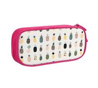 Pineapple Large Capacity Double Layer Pencil Case,Customizable Full Print Polyester Fabric Organizer-School, Office, Travel Makeup Pouch