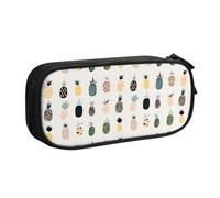Pineapple Large Capacity Double Layer Pencil Case,Customizable Full Print Polyester Fabric Organizer-School, Office, Travel Makeup Pouch