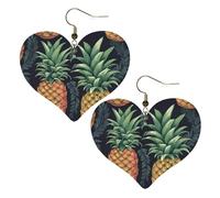 Pineapple Leather Earrings for Women Heart Earring Lightweight Dangle Earrings Jewelry Gifts, One Size, No Gemstone