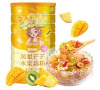 Pineapple Mangguo Fruit lotus root starch 500g/can,Rose Nut Osmanthus,Red Date,Healthy and Nutritious breakfast porridge, Fast Food, Delicious Snacks Gifts (Pineapple and Mango Flavors,1can)