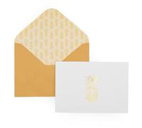 Pineapple Motif Notecards | Set of 12 Boxed Cards & Envelopes | Gold Foil Embossed Design | Blank Inside | Thank You, Invitations & Everyday Notes | Stationery Gift Set