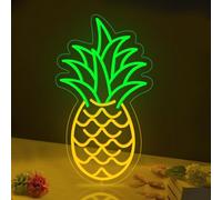 Pineapple Neon Sign Dimmable Fruit LED Light for Wall Decor Green & Yellow Pineapple Light Up for Shop Bedroom Bar Fruit Gift for Kids Friends
