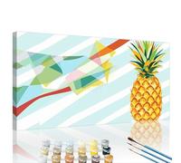 Pineapple Paint by Numbers Vector Paint by Numbers Kit for Adults with Framed DIY Canvas & 3 Brushes Acrylic Pigment Set, Home Decoration Painting Wall Art, Women Hobby Gifts 23.6x47.2in XY#1007