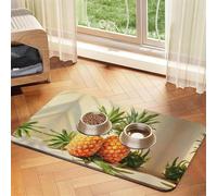 Pineapple Painting Absorbent Leather Pet Tablecloth Non-Slip Dining Pad For Puppy Kitten Food Water Bowls