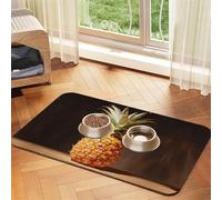 Pineapple Painting Absorbent Leather Pet Tablecloth Non-Slip Dining Pad For Puppy Kitten Food Water Bowls