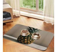 Pineapple Painting Absorbent Leather Pet Tablecloth Non-Slip Dining Pad For Puppy Kitten Food Water Bowls