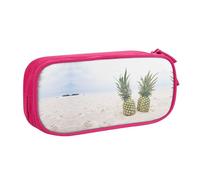 Pineapple Painting Large Capacity Double Layer Pencil Case,Customizable Full Print Polyester Fabric Organizer-School, Office, Travel Makeup Pouch
