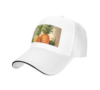 Pineapple Painting Print Adjustable Size Sandwich Baseball Cap Breathable Unisex Casual Hat Daily Use Sport White