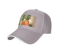 Pineapple Painting Print Adjustable Size Sandwich Baseball Cap Breathable Unisex Casual Hat Daily Use Sport Gray