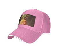Pineapple Painting Print Adjustable Size Sandwich Baseball Cap Breathable Unisex Casual Hat Daily Use Sport Pink