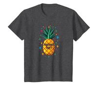 Pineapple Party Tropical Celebration Upside Down Fun T-Shirt, Kids, Dark Heather Grey, 3 Years