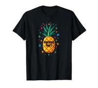 Pineapple Party Tropical Celebration Upside Down Fun T-Shirt, Men, Black, 5XL