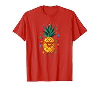 Pineapple Party Tropical Celebration Upside Down Fun T-Shirt, Men, Red, 3XL