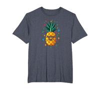 Pineapple Party Tropical Celebration Upside Down Fun T-Shirt, Men's Big and Tall, Heather Blue, 3X Tall