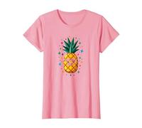 Pineapple Party Tropical Celebration Upside Down Fun T-Shirt, Women, Pink, XS