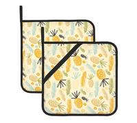 Pineapple Pattern Large Pot Holders Oven Mitts Set Heat Resistant Pot Holders Square Pot Holder Hot Pads8 In