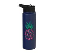 Pineapple Pink Flamingo Cute Fun Summer Fruit Animal Print Stainless Steel Insulated Water Bottle