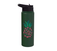 Pineapple Pink Flamingo Cute Fun Summer Fruit Animal Print Stainless Steel Insulated Water Bottle