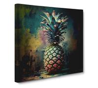 Pineapple Post-Impressionism Canvas Wall Art Print Ready to Hang, Framed Picture for Living Room Bedroom Home Office Décor, 50x50 cm (20x20 Inch)