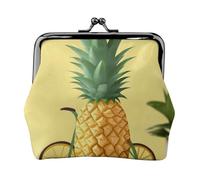 Pineapple prin Prints Coin Purse Kiss Lock Pu Leather Mini Pouch Wallet Change Bag for Women Girls Kids