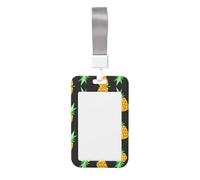 Pineapple Printed Card Badge Holder with Neck Strap, Vertical Cards Holder Anti-Scratch and Easy-Scan, for Office, School