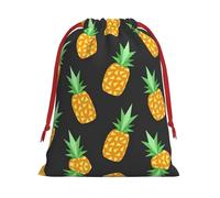 Pineapple Printing 11.8x15.8in Drawstring Gift Bag With Red Ribbon Closure For Halloween Xmas,For Adults Gifting