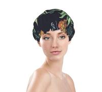 Pineapple Shower Cap for Women Reusable Bath Cap Upgrade Double Layers Bathing Hat Waterproof Elastic Bath Hair Caps for Women Ladies Spa Salon Hair Bath Hat