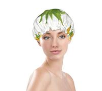 Pineapple Shower Cap for Women Reusable Bath Cap Upgrade Double Layers Bathing Hat Waterproof Elastic Bath Hair Caps for Women Ladies Spa Salon Hair Bath Hat