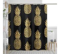 Pineapple Shower Curtain Abstract Tropical Fruit Pattern Cartoon Modern Fashion Graph Emerald Green Gold Polyester Water Resistant Ornaments Bathroom Room Home Quick Dry Shower Curtains 72x72inch