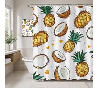 Pineapple Shower Curtain, Waterproof Polyester Fabric Bathroom Curtains with Weighted Hem & 12 Hooks, Machine Washable Quick-Drying Bath Curtains Shower, 180 x 190 cm (Fruit) T-X43