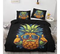 Pineapple Single Duvet Cover Set - Fruit Funny Bedding Set - Reversible Quilt Cover & 1 Pillowcase with Zipper Closure, Ultra Soft and Non Iron Brushed Microfibre Bed Set 135 x 200cm K2-&-199