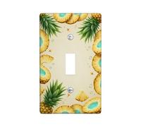 Pineapple Single Light Switch Cover Plate, Tropical Nature Leaf Water Droplets Summer Yellow Plastic Standard Size Wall Switch Plates Accents for Living Room Bedroom Home Office Decor (Single)