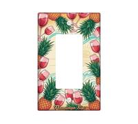 Pineapple Single Rocker Light Switch Cover, Tropical Summer Wine Glass Waves Summer Green Plastic Standard Size Accents Wall Switch Plates for Bedroom Bathroom Kitchen Entrance Decor