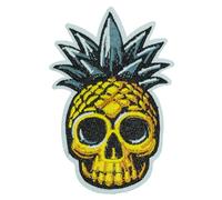 Pineapple Skull Morale Patch, 3" Tropical Skeleton Tactical Hook and Loop Patches for Backpacks Kids, Edgy Embroidered Sew On Applique, Cool Loop and Hook Badge for Jackets Hats Gear Mens