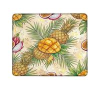 Pineapple Small Mouse Pad, Tropical Vibrant Dragon Fruit Tropical Fruit Summer Yellow Square Rubber Smooth Mini Travel Desk Mousepad Decor for Home Office Work Gaming Desk Square 8x10 Inch