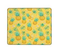 Pineapple Small Mouse Pad, Tropical Vibrant Leaf Flower Summer Yellow Square Rubber Smooth Aesthetic Mousepads for Desk Desk Decor for Office Home Dorm Laptop Square 8x10 Inch