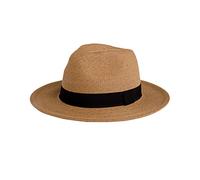 Pineapple&Star Hat Sun Straw Hat Fedora Hat Fine Braid Straw with UPF 50+ Removable Chin Strap (Large, Brown)