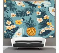 Pineapple, Surfboard, Flowers Tapestry Hawaiian Pattern Wall Hanging for Bedroom Home Decor HD Printing Living Room, Dorm 180cmx230cm