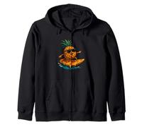 Pineapple Surfing Pizza Slice Funny Summer Tropical Foodie Zip Hoodie